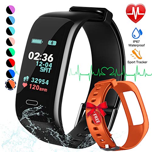 Fitness Tracker, Color Screen Activity Tracker Watch with Blood Pressure Blood Oxygen, IP67 Waterproof Smart Band with Heart Rate Sleep Monitor Calorie Counter Pedometer for Men,Women and Kids