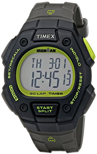 Timex Men’s T5K824 Ironman Classic 30 Full-Size Gray/Black/Green Resin Strap Watch