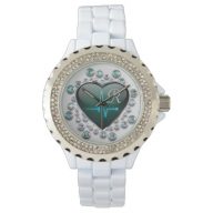 Nurse EKG heart and jewel Watch
