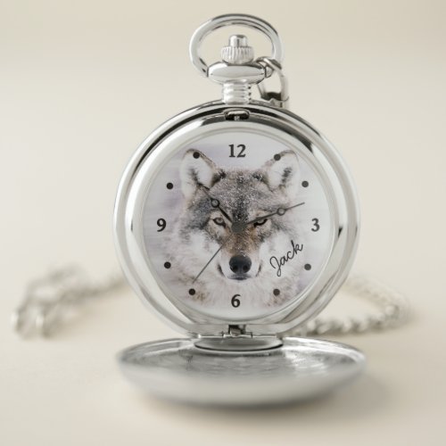 Wolf Portrait Pocket Watch