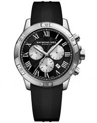 Raymond Weil Men’s Tango Stainless Steel Quartz Watch with Rubber Strap, Black, 20 (Model: 8560-SR-00206)