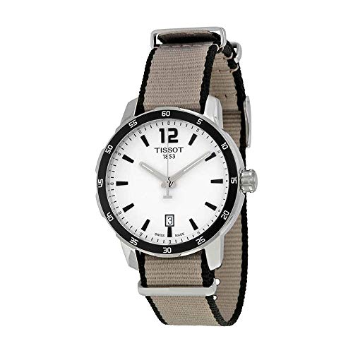 Tissot Men’s Quickster Stainless Steel Quartz Watch with Nylon Strap, Silver, 19 (Model: T0954101703700)