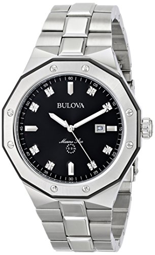 Bulova Men’s Silver Diamond Dial Watch 98D103