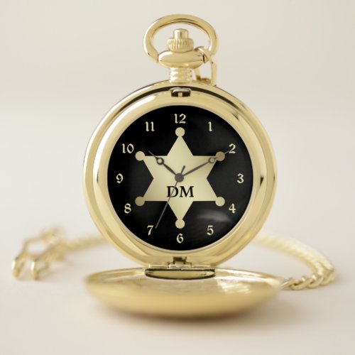 Retro Style Gold Sheriff Star Pocket Watch