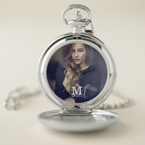 Custom Photo and Name Typography Pocket Watch