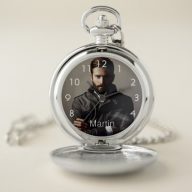 Custom photo boyfriend husband name white pocket watch