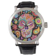Groovy Sugar Skull Watch – Day of the Dead Art