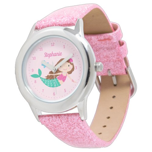 Mermaid Cute Pink Personalized Watch