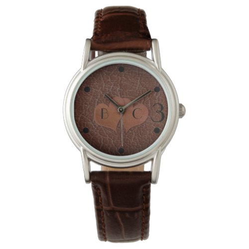 Personalised Hearts Leather 3rd Anniversary Gift Watch