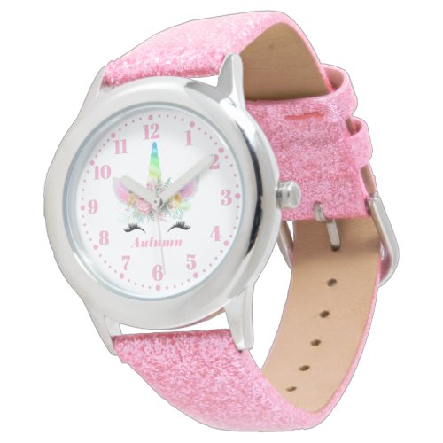 Rainbow Unicorn Personalized Custom Kid's Watch