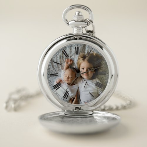 Create Your Custom Photo Classy Elegant Roman Pocket Watch