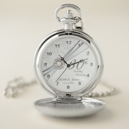 30th Diamond Pearl Wedding Anniversary Design Pocket Watch