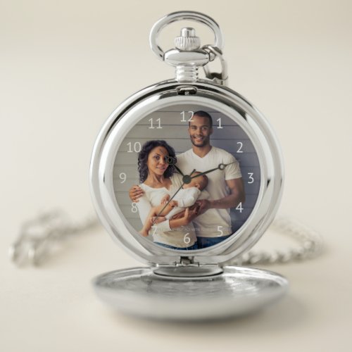 Custom Family Photo White Numbers Pocket Watch