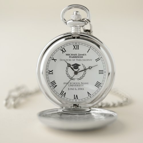 Silver Graduation Commemorative Pocket Watch