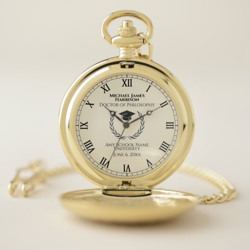 Gold Graduation Commemorative Pocket Watch