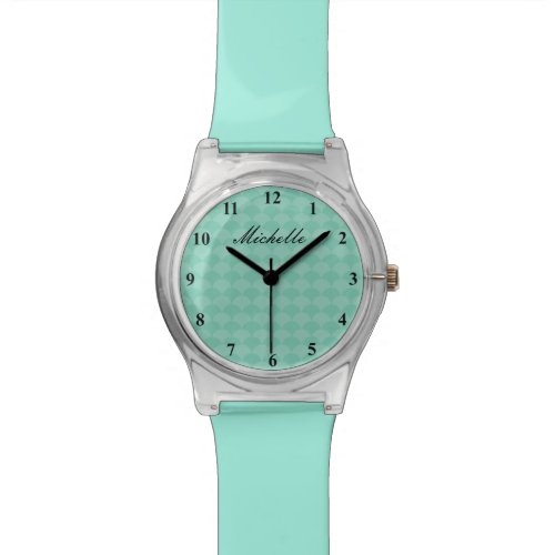 Personalized mint green scallop pattern girl watch