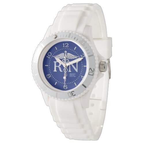 Registered Nurse RN Navy Blue Monogram Dial Wrist Watch