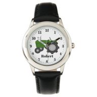 Cute green tractor add name boys watch