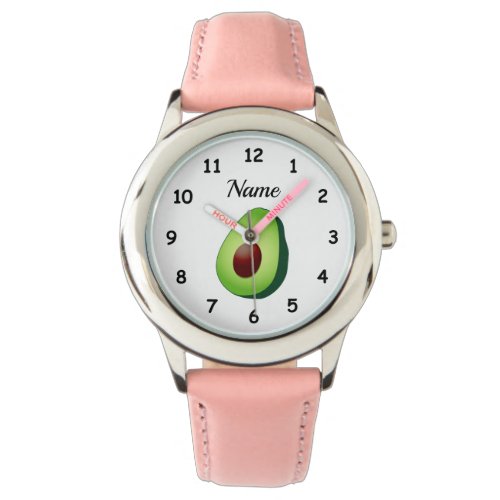 Custom girl's watch with cute green avocado fruit