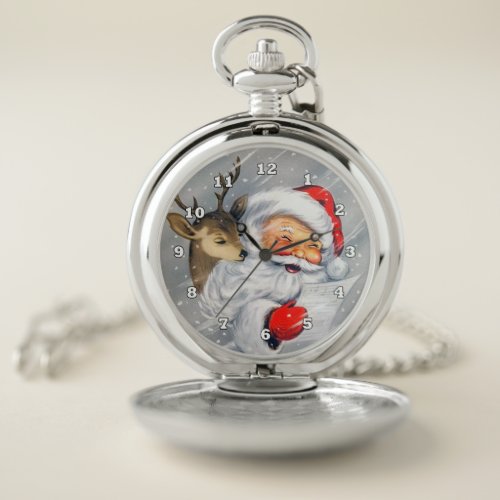 Cute retro vintage Santa Holiday Pocket Watch