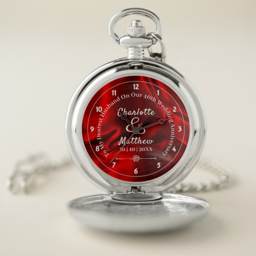 40th Ruby Wedding Anniversary Husband Gift Pocket  Pocket Watch