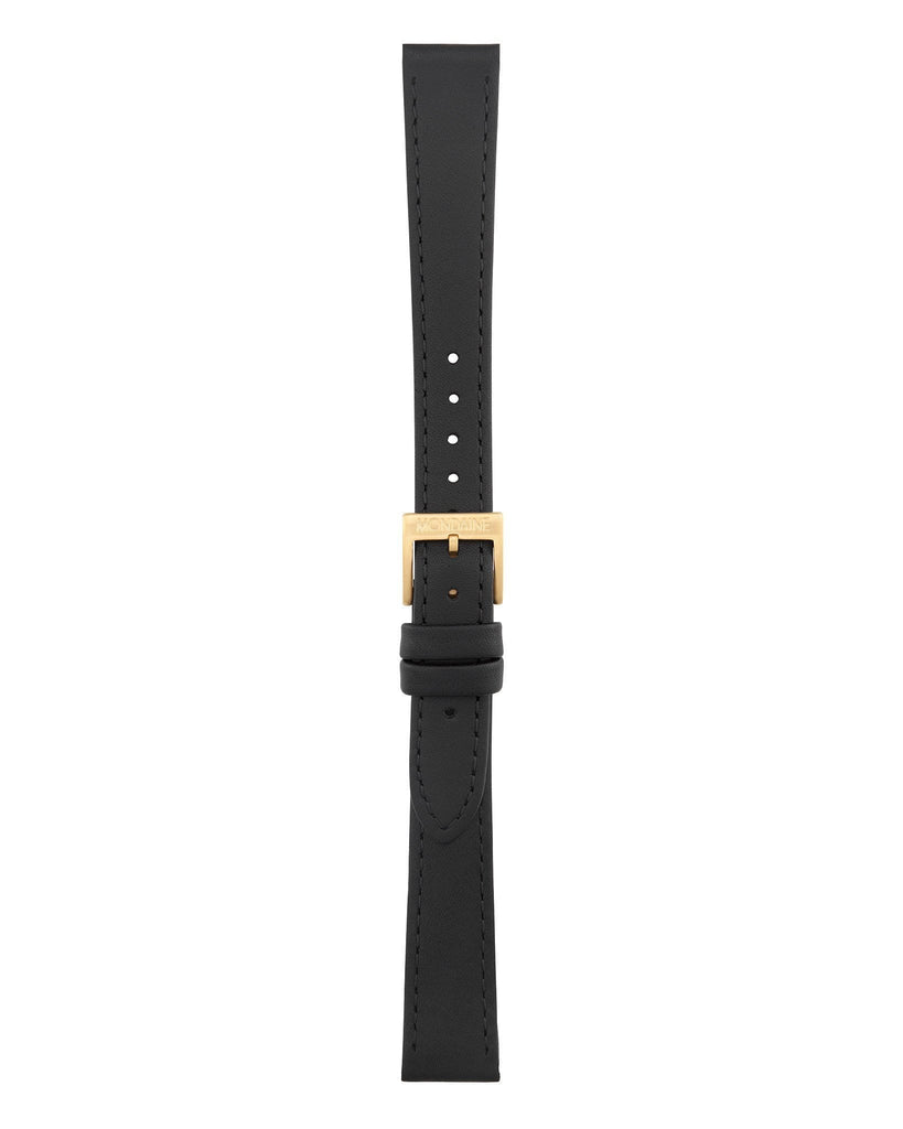 Black Genuine Leather Watch Strap&comma; 14mm