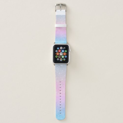 Elegant Blue Pink Silver Glitter Gradient Design Apple Watch Band