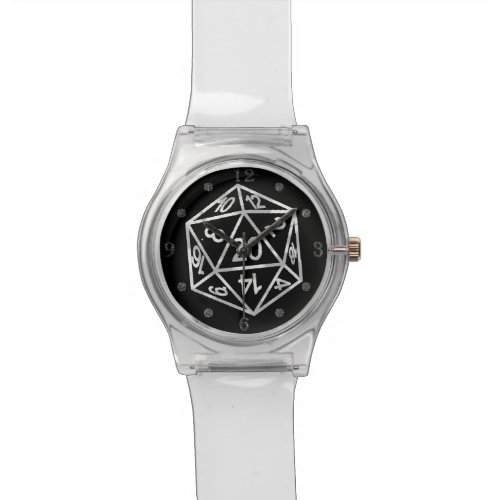Silver D20 Crit | PNP Tabletop Role Player Dice Watch