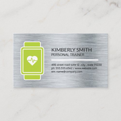 Smart Watch Heart Monitor | Metallic Background Business Card
