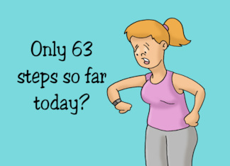 Friendship Cartoon Woman Looking At Monitoring Watch Only 63 Steps Greeting Card