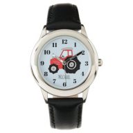 Boy's Red Farm Tractor with Name Kids Watch