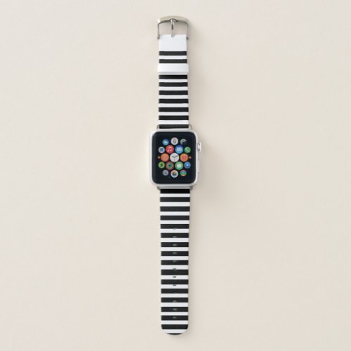 Chic Trendy Fine Black And White Striped Cool Apple Watch Band