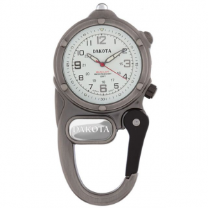 Dakota Watches Mini Clip Watch/Microlight, White Dial, Silver Case