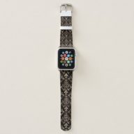 Fleur-de-lis pattern gold on black apple watch band