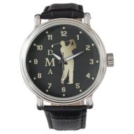 Gold Silhouette Golfer Monogram Watch