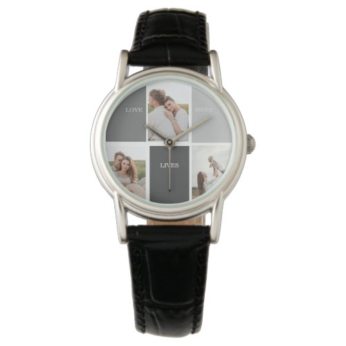 Modern Family Collage Photo &amp; Grey Lovely Gift Watch
