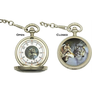 Infinity Pocket Watches 47 Wolf Pocket Watch with White Face & Black Hands