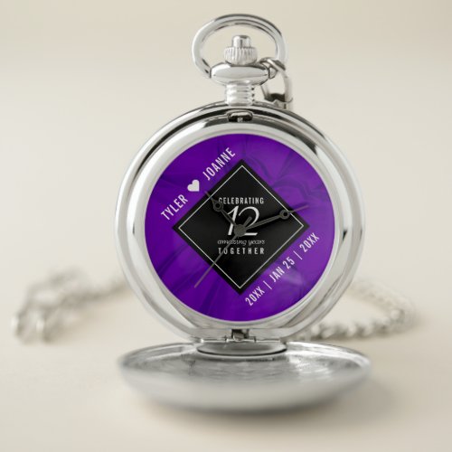 Elegant 12th Silk Wedding Anniversary Celebration Pocket Watch