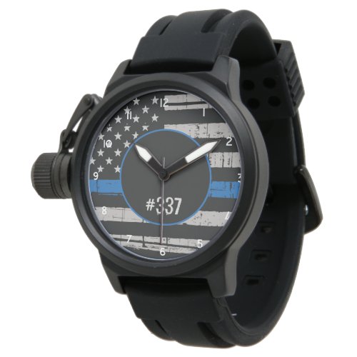 Police Personalized Law Enforcement Thin Blue Line Watch