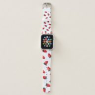 Watercolor seamless pattern with strawberries apple watch band