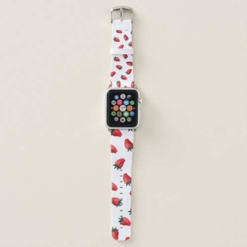 Watercolor seamless pattern with strawberries apple watch band