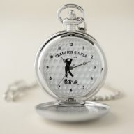 Champion Golfer Fun Golf Ball Graphic Personalized Pocket Watch