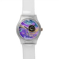 Colorful Neon Abstract Fluid Custom Name Monogram Watch