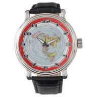 Flat Earth Gleasons Stationary Map of the World Wristwatch