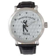 Golf Ball Champion Golfer Personalized Golf Wristwatch