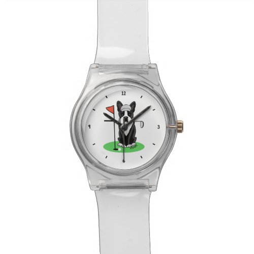 Golf Boston Terrier Dog (black) Cute Watch