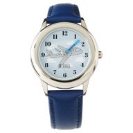 Kids Blue Airplane Cartoon and Name Boys Watch
