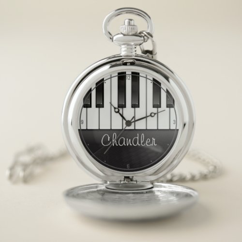 Personalized NAME Pianist Piano Keys Music Teacher Pocket Watch