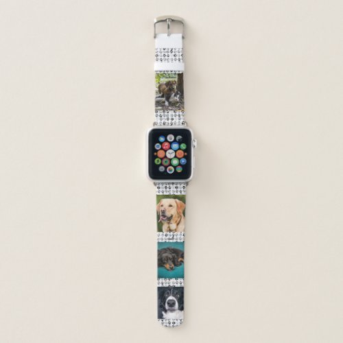 Pet Paws Photo Template Dog Cat Black White Apple Watch Band