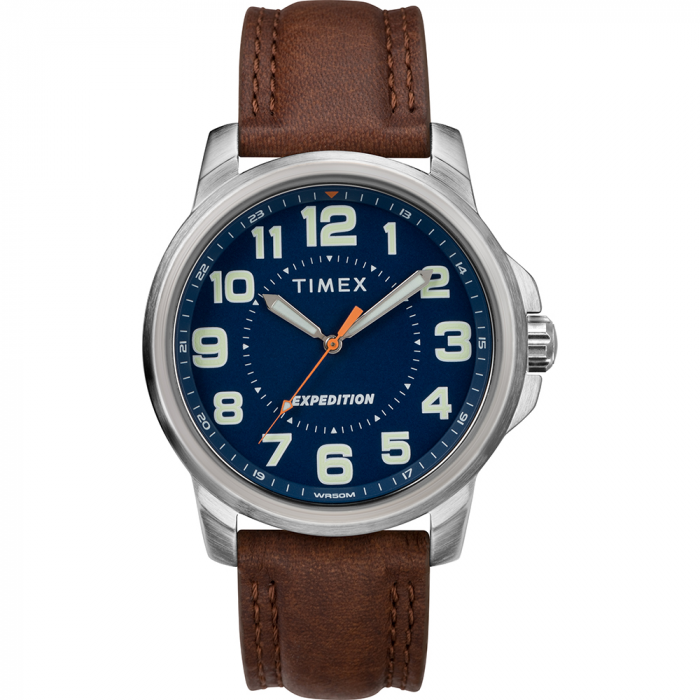 Timex Men’s ExpeditionA(R) Metal Field Watch – Blue Dial/Brown Strap